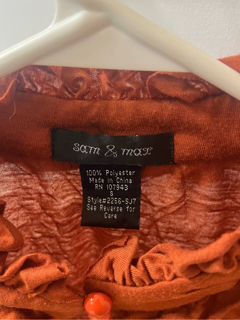 Sam & Max Rust Orange Ruffle Short-Sleeve Tunic - Picture 3 of 4